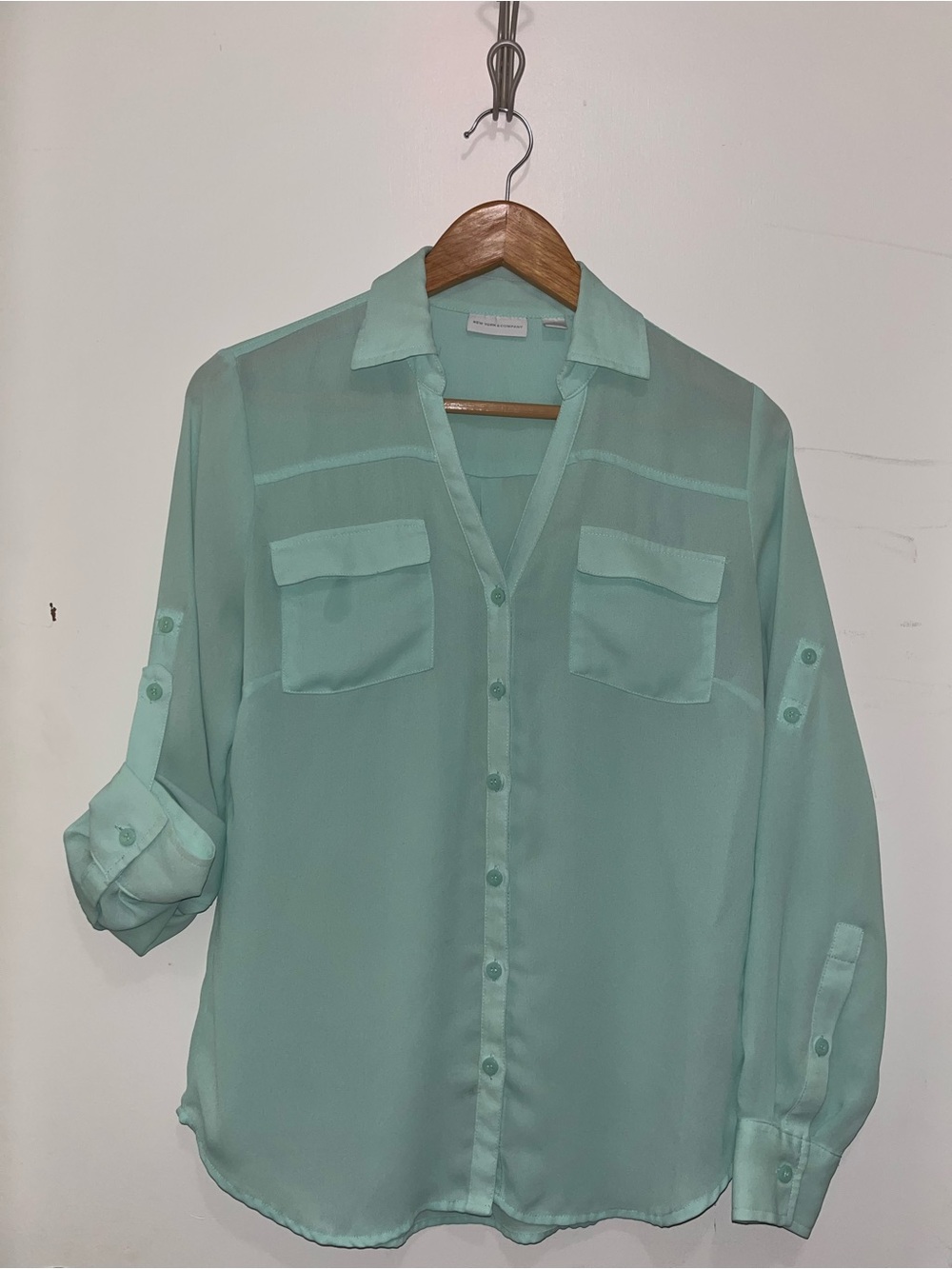 Button-Down Blouse - Mint Green